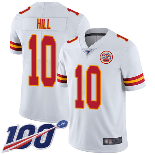 Men Kansas City Chiefs #10 Hill Tyreek White Vapor Untouchable Limited Player 100th Season Football Nike NFL Jersey